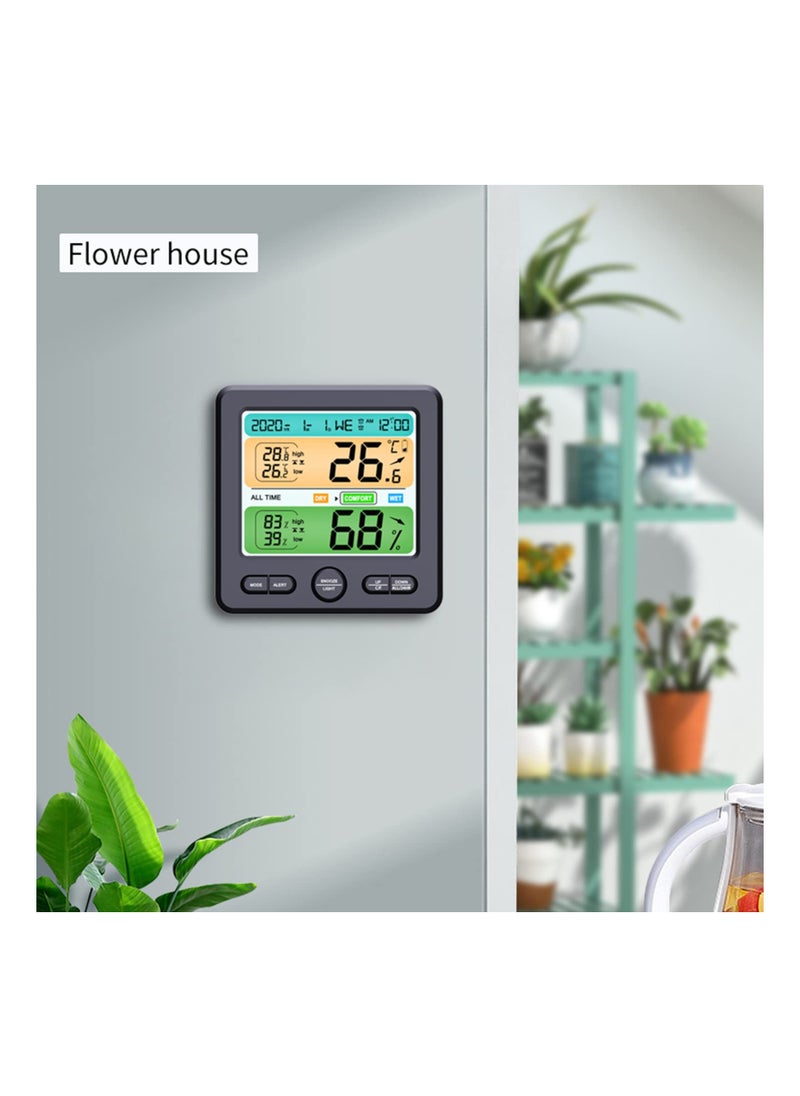 Excefore Indoor Thermometer/Hygrometer, Precision Digital Thermometer Clock, Color Alarm to Remind, with Comfort, Max/Minimum Value, Alarm Clock, Calendar Week, for Bedroom, Nursery, etc. Grey  - Image 3