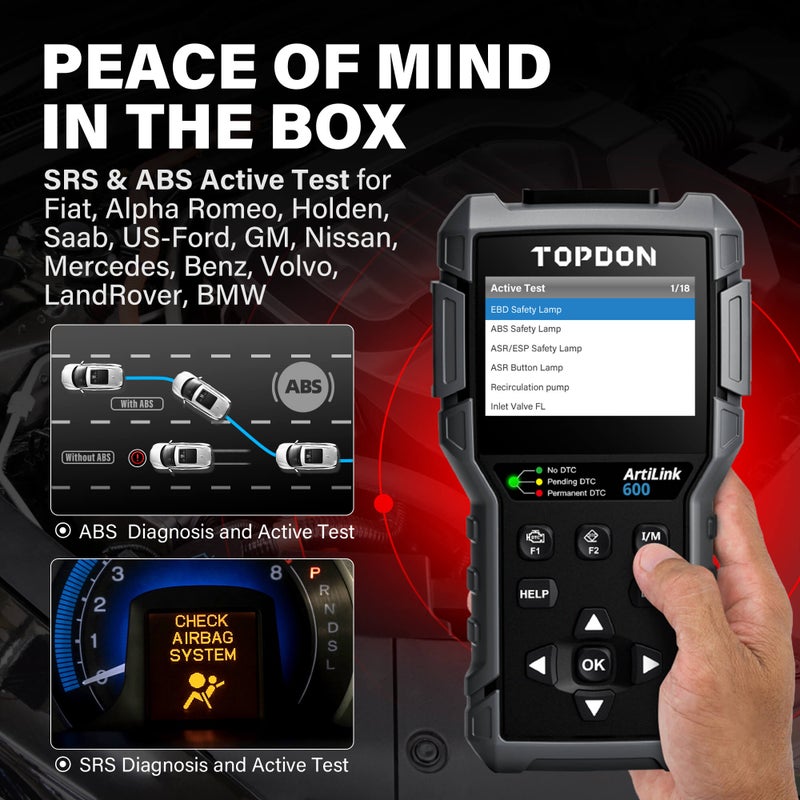 Topdon ArtiLink600 OBD2 Code Reader For Cars Electrical Lighting - Image 2