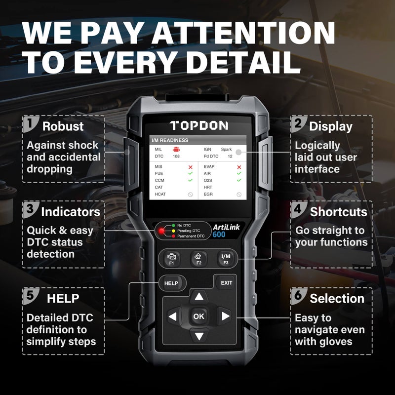 Topdon ArtiLink600 OBD2 Code Reader For Cars Electrical Lighting - Image 4