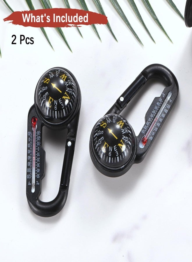 TIXIPEM Keychain Compass [2PCS] - Small Pocket Magnetic Ball Compass and Thermometer Buckle for Hiking & Camping - [Black, Yellow] Backpacking Accessory - Image 4