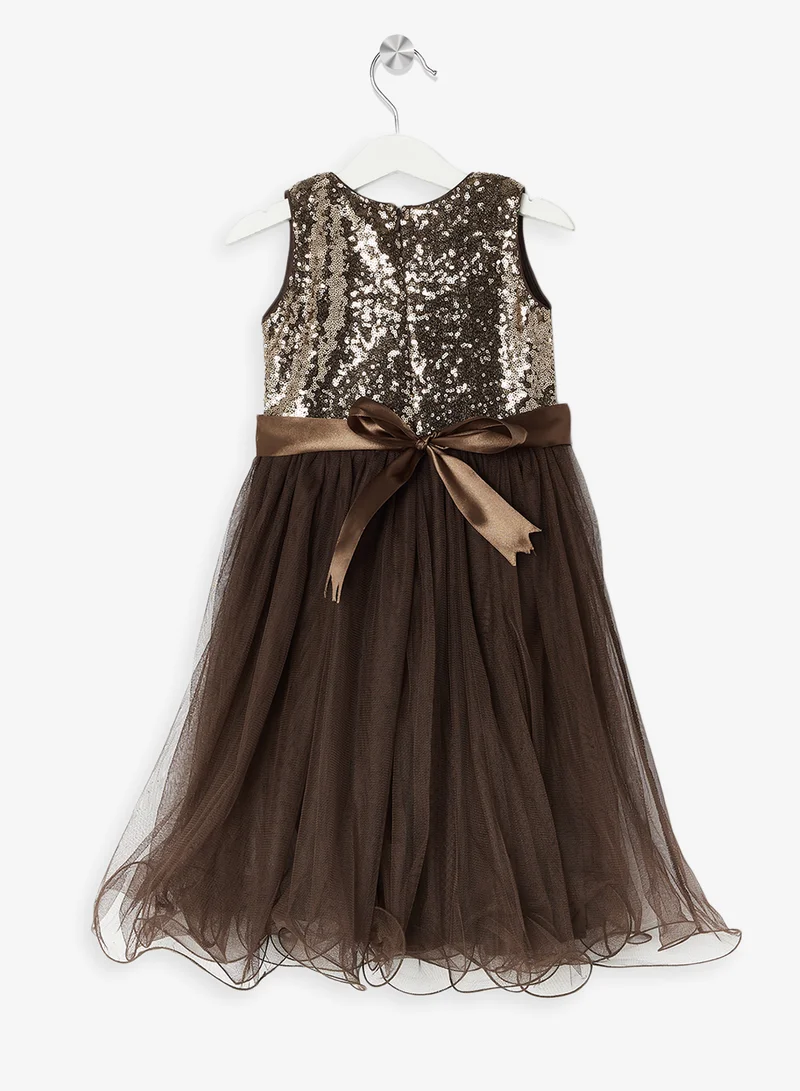 Little Golden Apple Sequin Bodice Tulle Dress