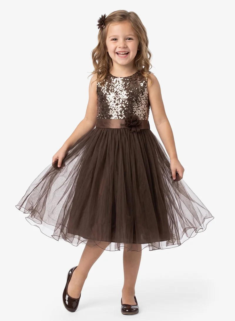 Little Golden Apple Sequin Bodice Tulle Dress