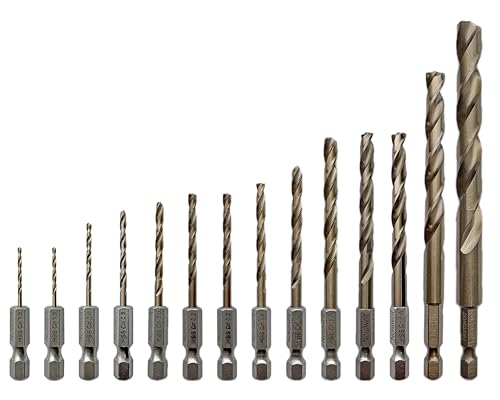 NordWolf 14Piece Metric Cobalt Drill Bit Set for Stainless Steel Hard Metals with 14 Hex Shank for Quick Chucks Impact Drivers Sizes 15mm to 100mm in Storage Case - Image 1