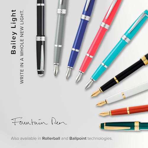 Cross Bailey Light Refillable Fountain Presented in a Everyday Gift Box - Medium Point, Black Ink, Polished White - Image 5