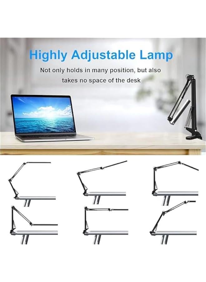 هوكور LED Desk Lamp With Clamp, 3 Lighting 10 Brightness Eye-Caring Modes, Reading Desk Lamps for Home Office 360 Degree Spin with Memory Function 12W-Black (Black) - Image 3