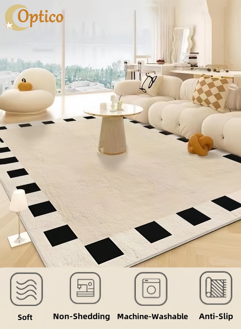 Optico Area Rug, 160 x 230cm Large Mat Carpet Floor Mat Runner Rug Faux Wool Carpet Non-Slip Non-Shedding for Living Room, Entryway, Dining Room, Indoor, Kids Playroom - Image 1