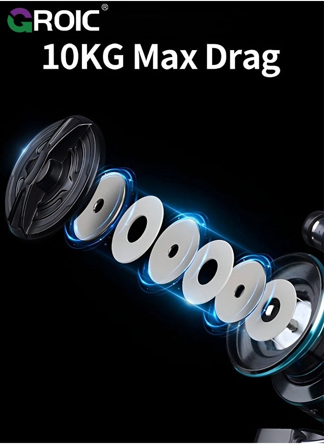 GROIC - Fishing Reel, Ultra Smooth Powerful Fish Spinning Wheel, Aluminium Alloy Fishing Reels with 22LBs Drag Max, Balanced and Lightweight, Perfect for Freshwater or Saltwater Fishing, HZ-3000 - Image 1