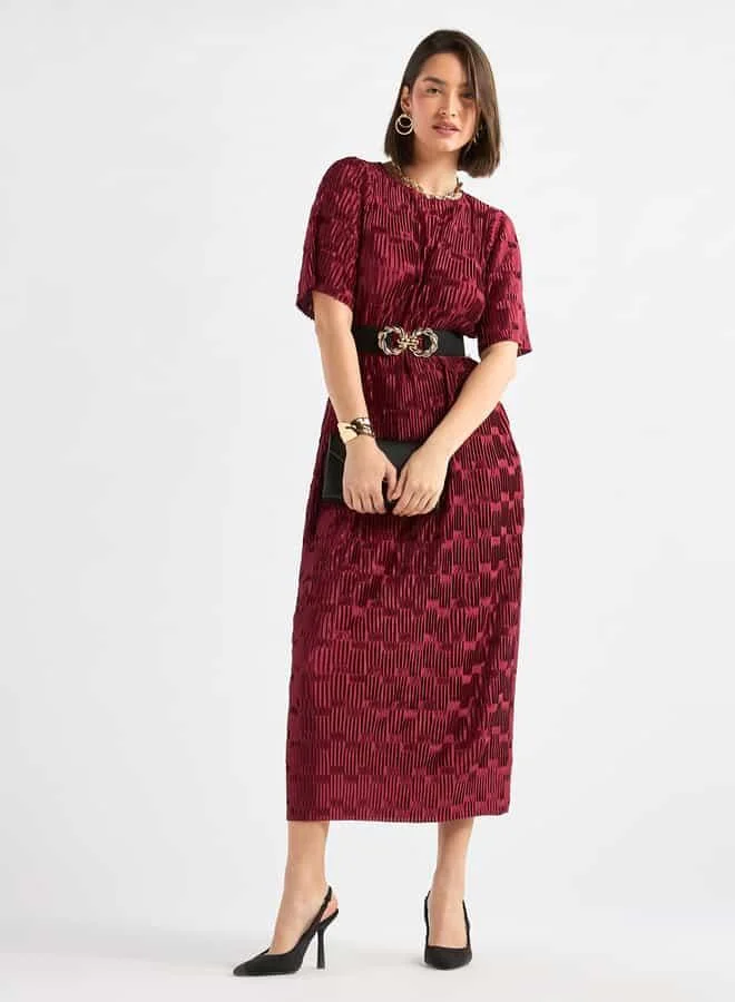 Splash FAV Textured Velvet Midi Dress