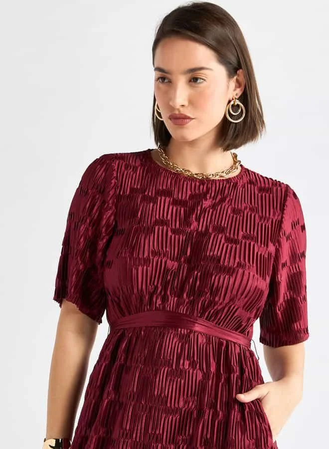Splash FAV Textured Velvet Midi Dress