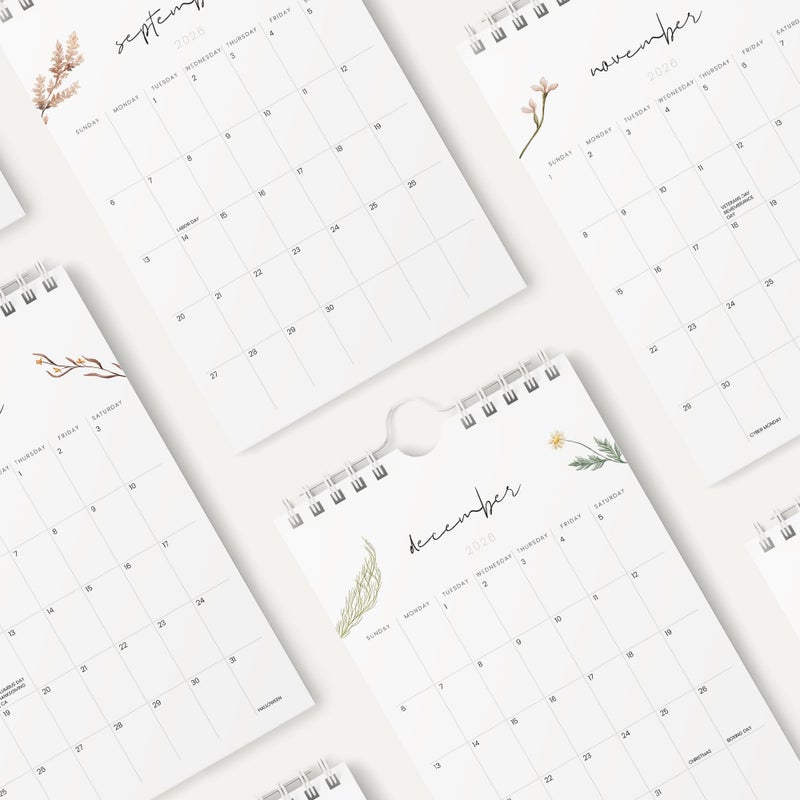 Karto Small Wall Calendar 2026 - Vertical 6x9 inch January 2026 to June 2027 - Small, Versatile, and Easy Planning with the Aesthetic Desk Monthly Calendar - Flowers - Image 4