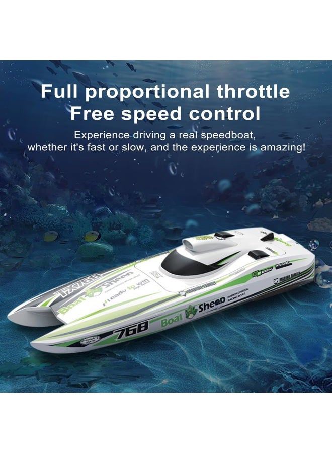 GoolRC Remote Control Boat 2.4GHz High Speed 30km/h Brushless Turbojet Speedboat Remote Control Ship Cooling Waterproof Low Battery/Over Distance Reminder 2 Battery - Image 2