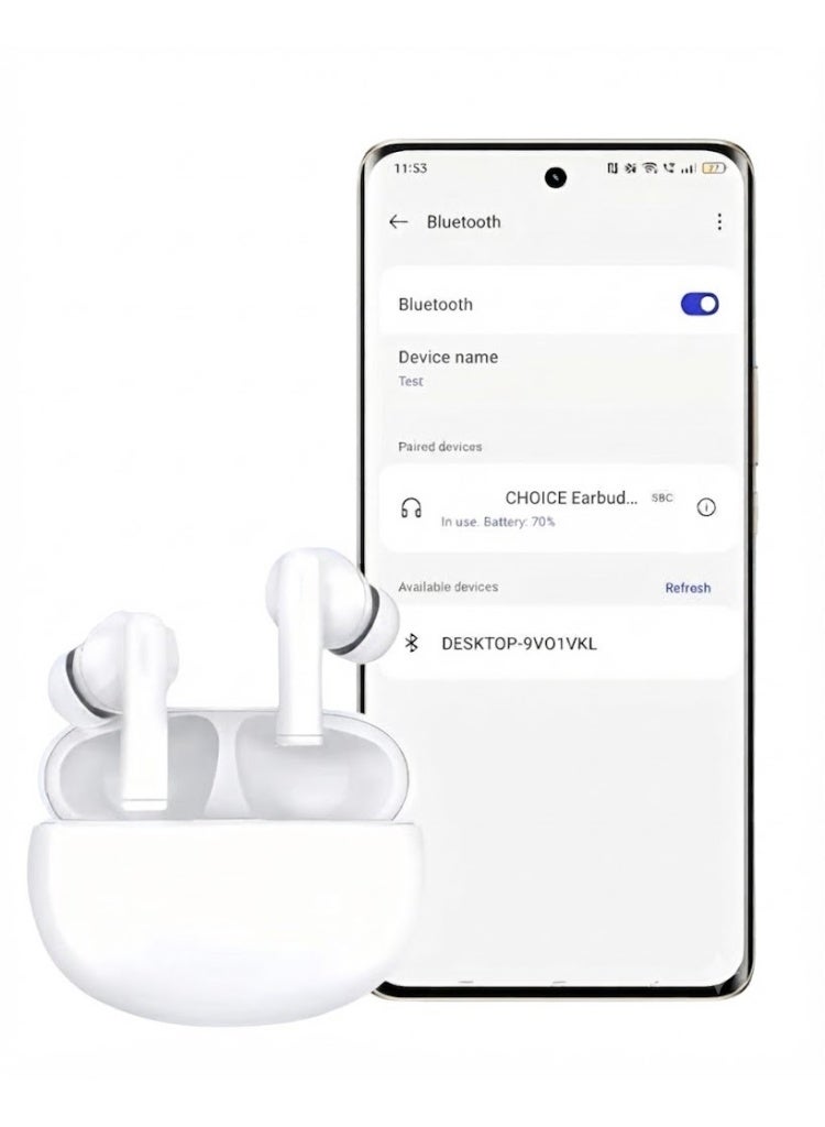 ليناكز الأصلي سماعات الأذن اللاسلكية Honor Choice X5 بتقنية Bluetooth 5.3، مزودة بخاصية إلغاء الضوضاء (ENC)، ​​وصوت جهير عميق (Deep Bass)، ومكالمات واضحة مدعومة بالذكاء الاصطناعي، وزمن انتقال منخفض، وتحكم باللمس، ومقاومة للماء بمعيار IP54، وعمر بطارية يصل إلى 35 ساعة – اللون الأبيض. - Image 5