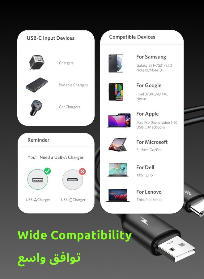 NEXOS USB to Type-C Cable 1M (3ft) | Fast Charging 45W QC 3.0 - Image 5