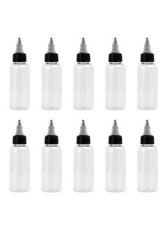 NIBEMINENT 10-Piece Empty Tattoo Ink Pigment Bottles With Twist Cap Clear/Black  - Image 2