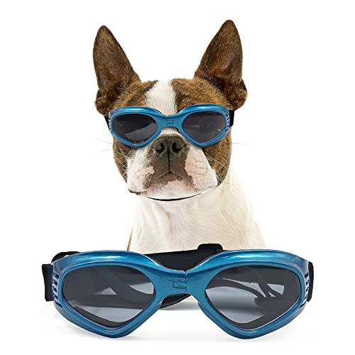 NAMSAN Dog Sunglasses Medium Breed UV Protection Dog Goggles for Small to Medium Dogs Windproof Anti-Fog Snowproof Puppy Glasses, Easy Wear/Adjustable (Blue) - Image 1