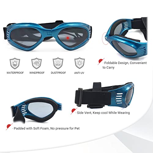 NAMSAN Dog Sunglasses Medium Breed UV Protection Dog Goggles for Small to Medium Dogs Windproof Anti-Fog Snowproof Puppy Glasses, Easy Wear/Adjustable (Blue) - Image 3