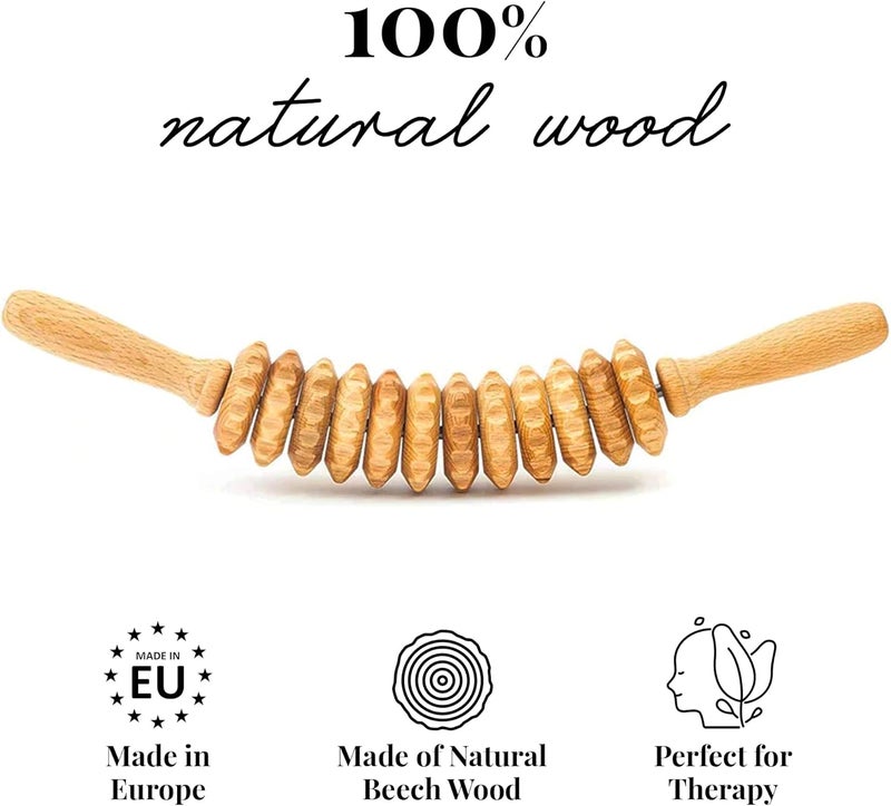 tuuli Accessories - Curved Wooden Massage Roller for Waist and Thigh, Multi-Functional Body Roller for Cellulite Reduction and Muscle Tension, Natural Massager for Women and Men - Image 4