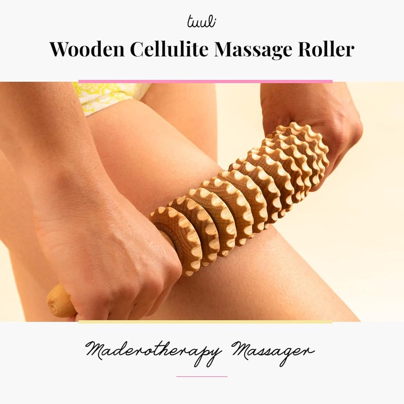 tuuli Accessories - Curved Wooden Massage Roller for Waist and Thigh, Multi-Functional Body Roller for Cellulite Reduction and Muscle Tension, Natural Massager for Women and Men - Image 2