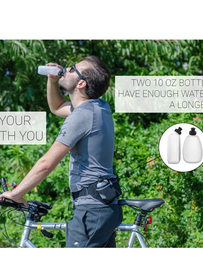 SYOSI Waist Pack with 2pcs Water Bottle Holder, Ultra Light Running Hydration Belt Pack for Any Hips for Men Women, Fuel Marathon Waist Pouch for Runners Jogging Biking  - Image 5
