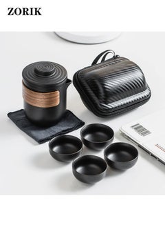 ZORIK Chinese Kung Fu Teapot Set, Ceramic Portable Travel Tea Set with 1 Teapot and 4 Cups Used for Tea Coffee, Suitable for Home, Outdoor, Office, As A Gift for Women  - Image 1