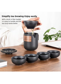 ZORIK Chinese Kung Fu Teapot Set, Ceramic Portable Travel Tea Set with 1 Teapot and 4 Cups Used for Tea Coffee, Suitable for Home, Outdoor, Office, As A Gift for Women  - Image 2