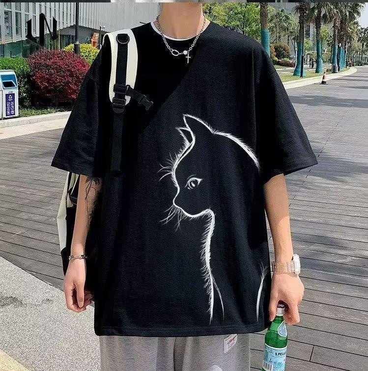 New Short-sleeved T-shirt Men's Summer Korean-style Trendy Simple Half-sleeved Top Hong Kong-style Loose Casual Trendy Brand T-shirt - Image 5