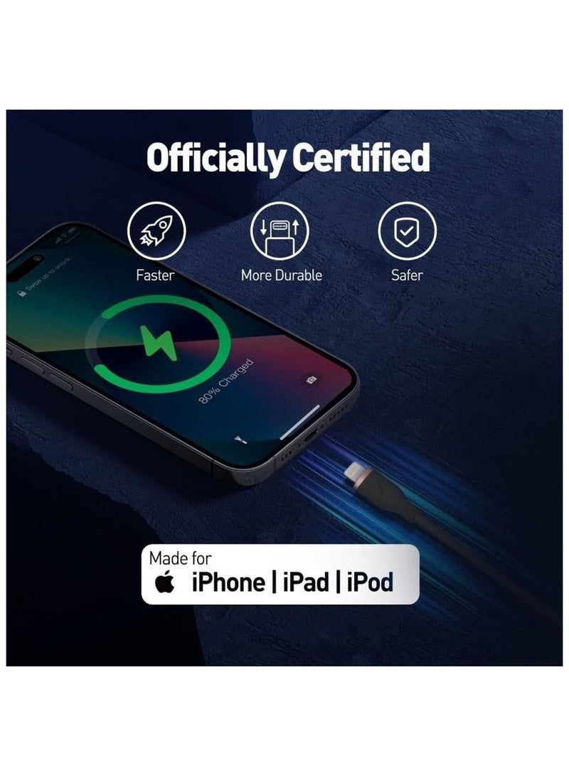 JODA Type-C to Lightning charging cable, soft silicone, fast and safe with 60W power, 1 meter length and elegant white color. - Image 2