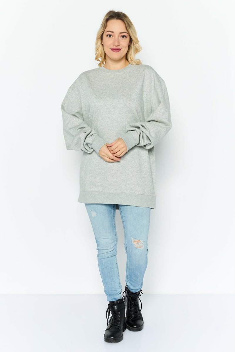 ESPRIT Women Crew Neck Solid Sweatshirt, Grey - Image 2