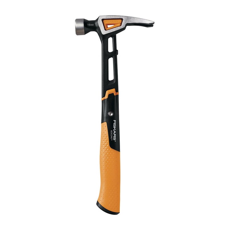 Fiskars Pro IsoCore 16 oz Finishing Hammer 135 with Rip Claw and ShockAbsorbing Grip Good for Mounting Cabinets Adding Trim and other Detail Work Construction and Home Improvement Tools
