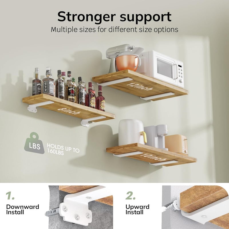 VANCASTLE Shelf Brackets Floating Shelf Bracket 6 Pack 10 Inch Heavy Duty Shelf Brackets 160 lbs Load Capacity Metal L Brackets for Shelve with 15 Inch Thicked Novel Shape Brackets for Wood Shelves White - Image 3
