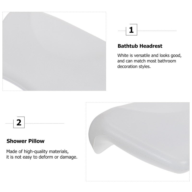 White Bath Pillow with Suction Cups for Neck and Back Support in Bathtub - Image 4