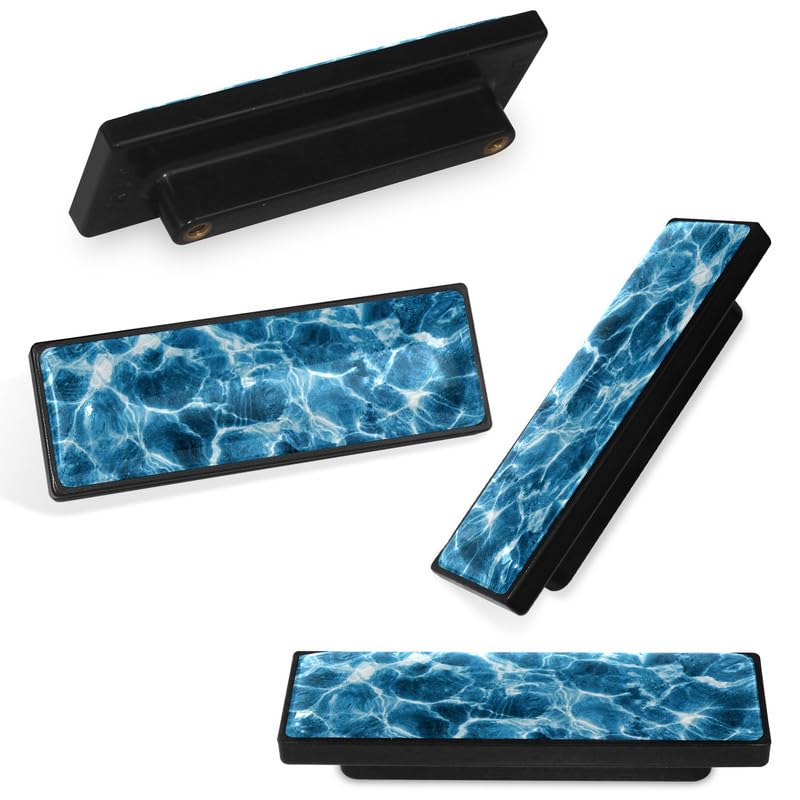 LORVIES 4 Pack 3.6" Ocean Decorative Cabinet Knobs, ABS Glass Rectangle Double Hole, Dresser Drawer Door Handles Pulls for Home Kitchen Bedroom (Deep Blue Water Wave) - Image 2