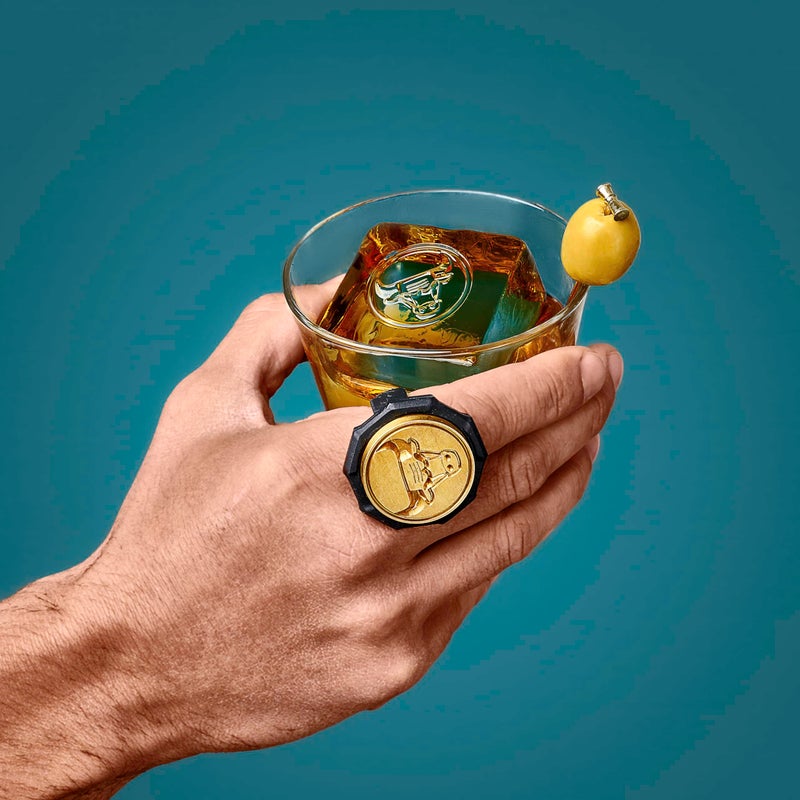 Berlinzo Ice Stamp Ring for Cube & Sphere - Custom Ice Cubes for Whiskey, Mojito Cocktails – B Letter Shaped Brass Ice Stamp b/ 3mm Depth - Black - Image 3