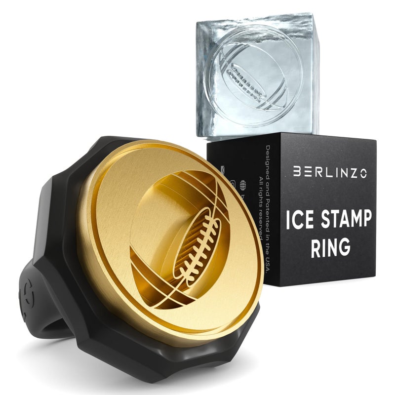 Berlinzo Ice Stamp Ring for Cube & Sphere - Custom Ice Cubes for Whiskey, Mojito Cocktails – B Letter Shaped Brass Ice Stamp b/ 3mm Depth - Black - Image 1