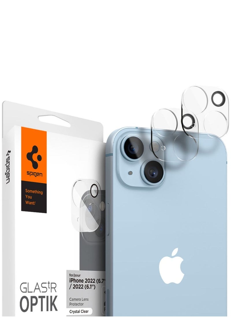 Spigen Glastr Optik iPhone 14 and iPhone 14 Plus Camera Lens Screen Protector - Crystal Clear (2 Pack)  - Image 1