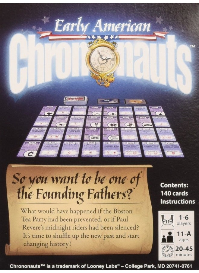 Looney Labs - Looney Labs Early American Chrononauts Card Game - Travel Through Time and Change History - Image 1