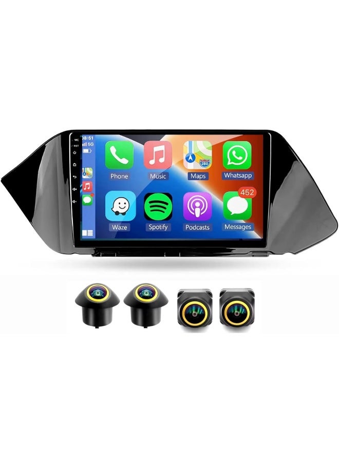 Vierex Fit Hyundai Sonata Car Stereo Sonata Android Screen 2019-2023 With Apple Carplay Android Auto Wireless WiFi DSP FM&AM BT AHD Camera Included Fast Interface QLED (4+32GB 360D Cameras) - Image 1