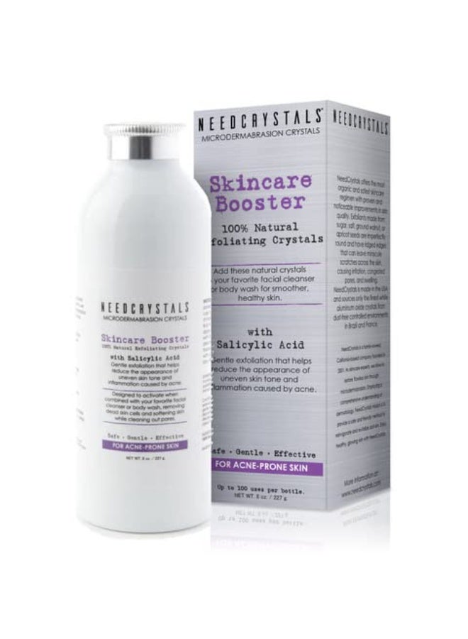 NeedCrystals Microdermabrasion Crystals, DIY Face Scrub with Salicylic Acid. Natural Facial Exfoliator Improves Scars, Blackheads, Pore Size, Blemishes & Skin Texture. 8 oz