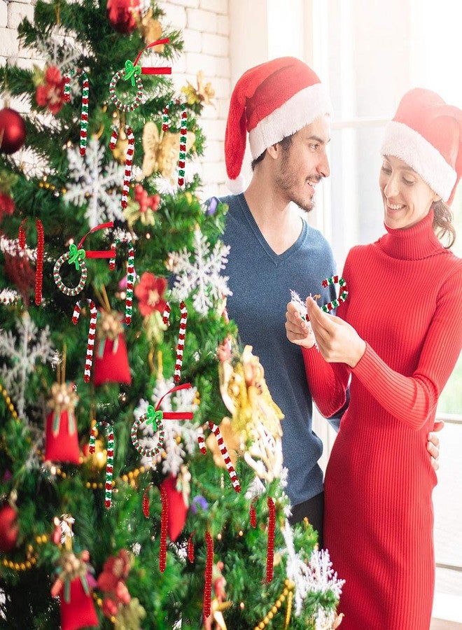 YBB 1500 Pcs Christmas Tri-Shaped Beads Ornament Kit with 50 Pieces Chenille Stems and Red Ribbon, Plastic Tri Beads for Christmas Tree Candy Cane Wreath DIY Hanging Decoration - Image 5