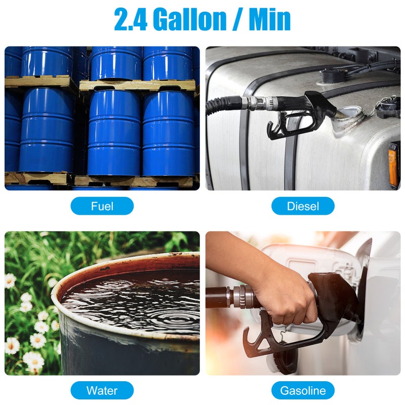 Portable Battery Pump for Fuel, Diesel, Water, Gasoline Electric Fuel Transfer Battery Powered Transfer Pump Siphon Pump 2.4 Gallon/Min, Tube Length 90cm/35.4inch - Image 5