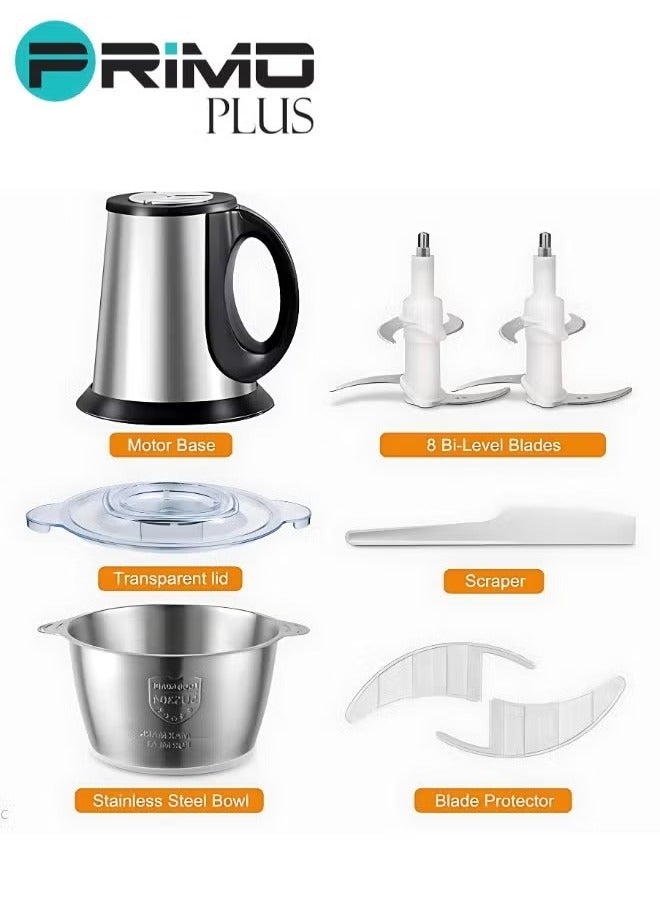 PRIMO PLUS Electric Meat Chopper Grinder 5 Litre with two variable speed Stainless Steel Bowl Food Processor for Meat Vegetables Onion Ginger Garlic Mincer Blender for Home / Restaurants / Kitchen - Image 5