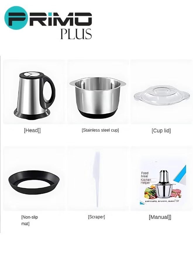 PRIMO PLUS Electric Meat Chopper Grinder 5 Litre with two variable speed Stainless Steel Bowl Food Processor for Meat Vegetables Onion Ginger Garlic Mincer Blender for Home / Restaurants / Kitchen - Image 4