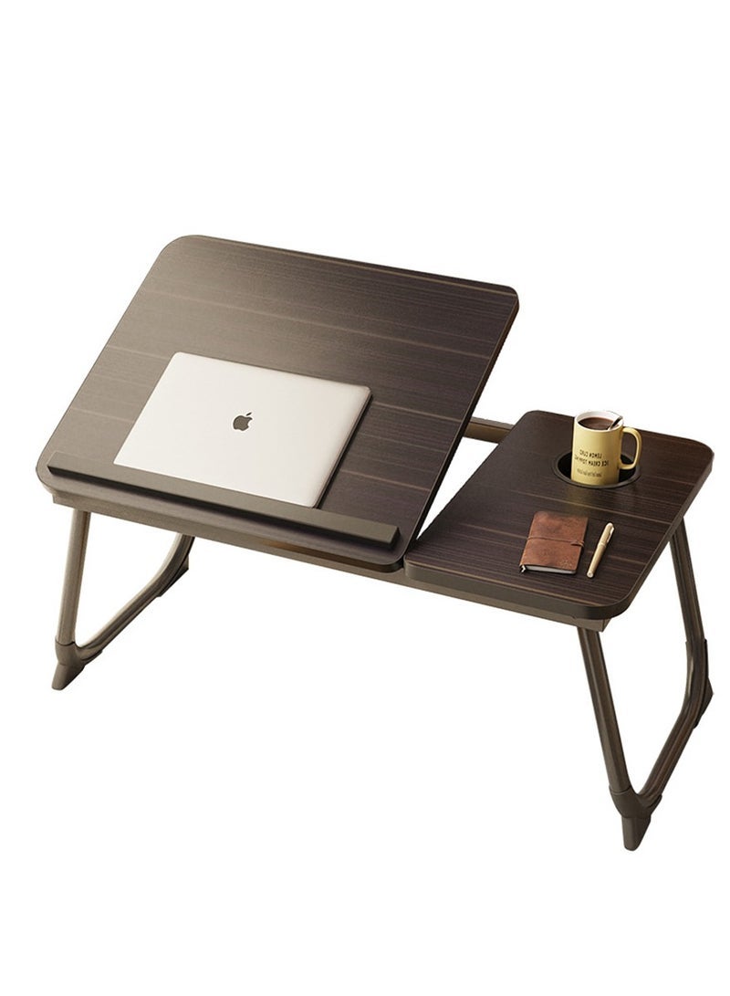 Captaintech Lap Desk, Portable Foldable Laptop Table for Bed Desk for Laptop with Cup Holder, Laptop Desk Bed Trays with 5 Angles Tilting Top for Working, Eating and Writing (Black) - Image 1