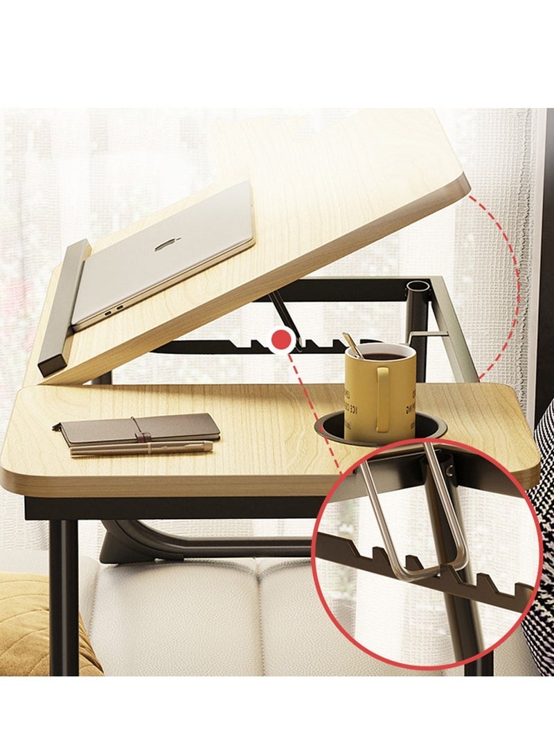 Captaintech Lap Desk, Portable Foldable Laptop Table for Bed Desk for Laptop with Cup Holder, Laptop Desk Bed Trays with 5 Angles Tilting Top for Working, Eating and Writing (Black) - Image 2