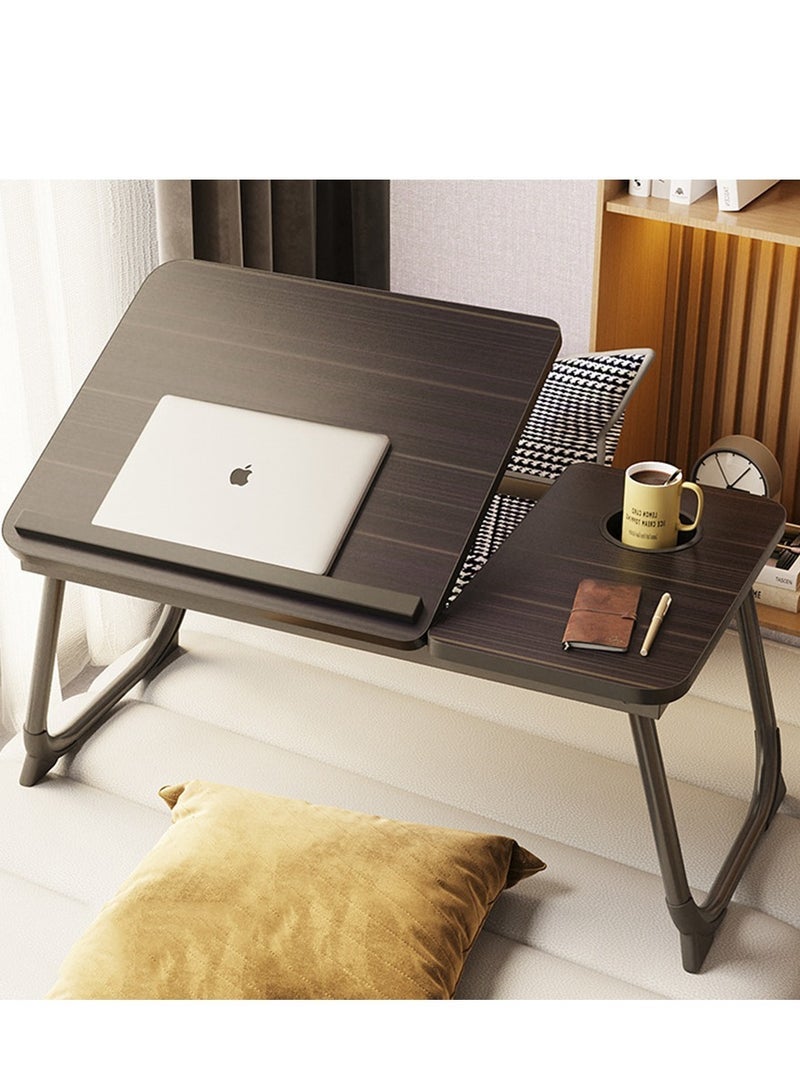 Captaintech Lap Desk, Portable Foldable Laptop Table for Bed Desk for Laptop with Cup Holder, Laptop Desk Bed Trays with 5 Angles Tilting Top for Working, Eating and Writing (Black) - Image 4