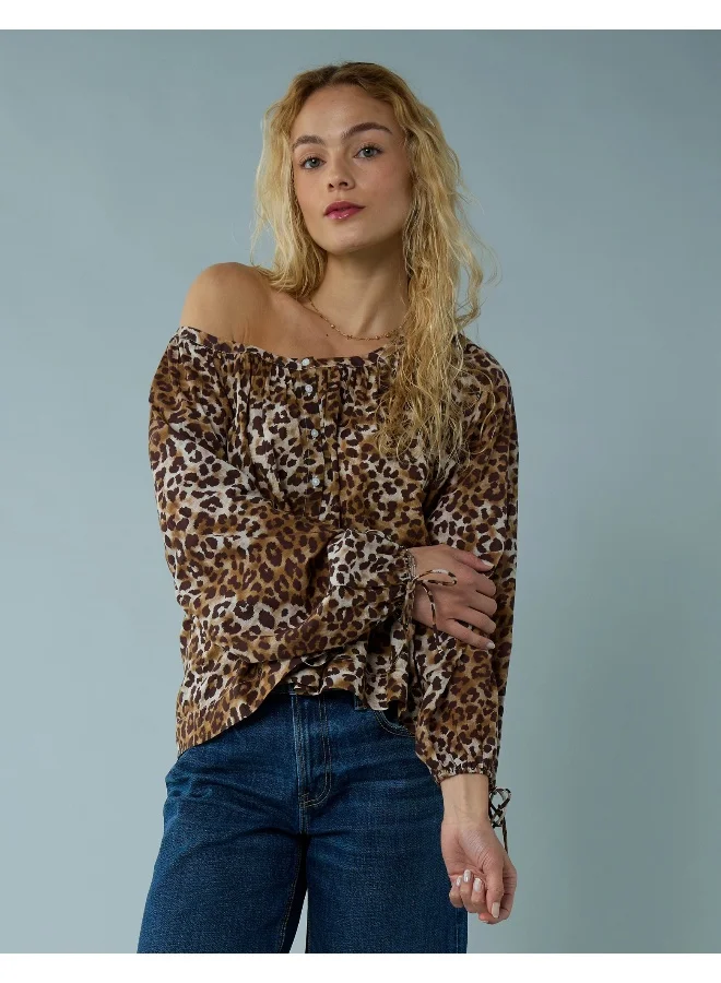 امريكان ايجل AE Tie Sleeve Button-Up Top