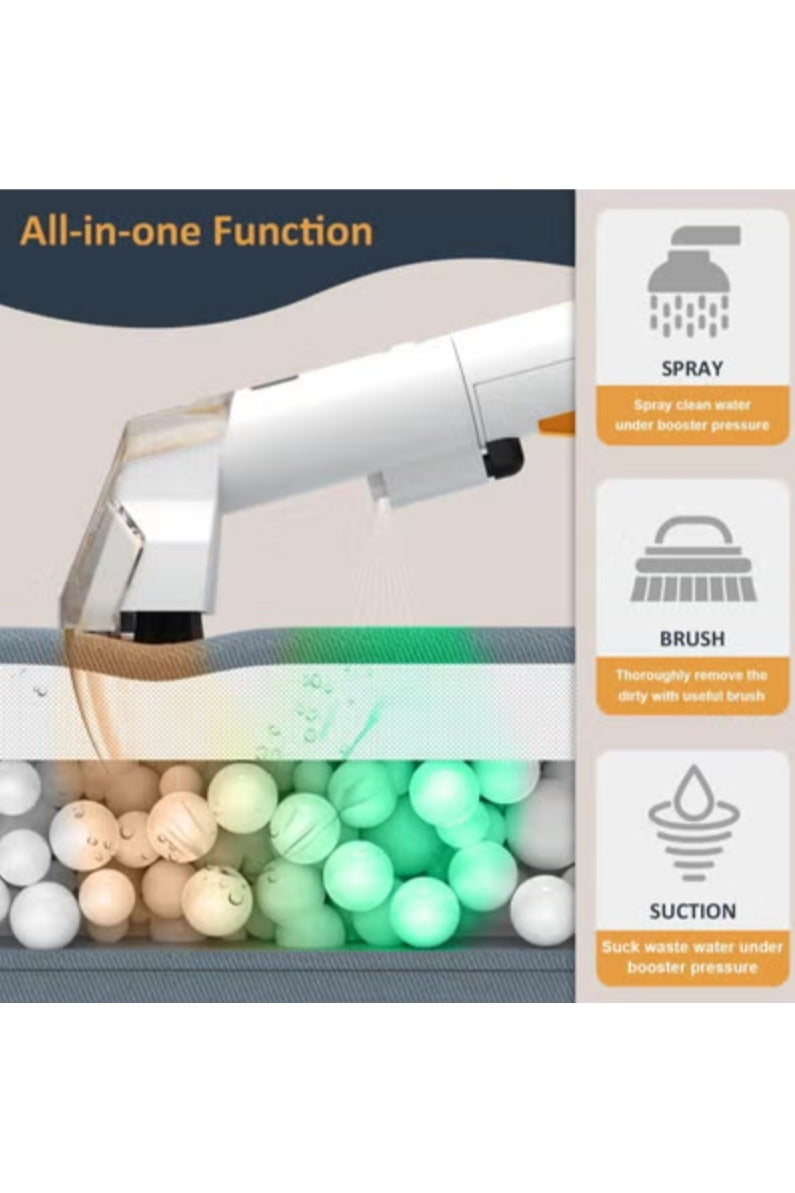 DSP vacuum cleaner Handheld Upholstery Cleaner with 450W Motor – For Pet Hair, Sofa, Flat Car Seats – Two Water Tanks – White Updated Version - Image 4