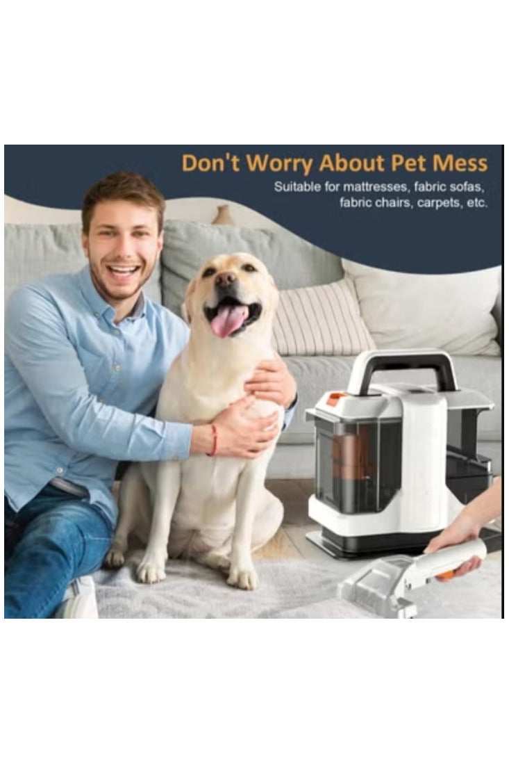 DSP vacuum cleaner Handheld Upholstery Cleaner with 450W Motor – For Pet Hair, Sofa, Flat Car Seats – Two Water Tanks – White Updated Version - Image 5