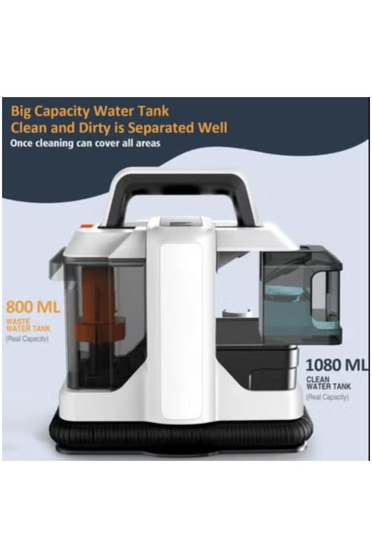 DSP vacuum cleaner Handheld Upholstery Cleaner with 450W Motor – For Pet Hair, Sofa, Flat Car Seats – Two Water Tanks – White Updated Version - Image 3