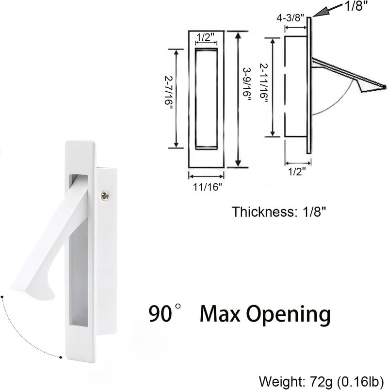 Dontay Pocket Pull Handle, Edge Pull, Professional Stainless Steel 304, Flush Mount for Sliding Door (White, 2) - Image 5